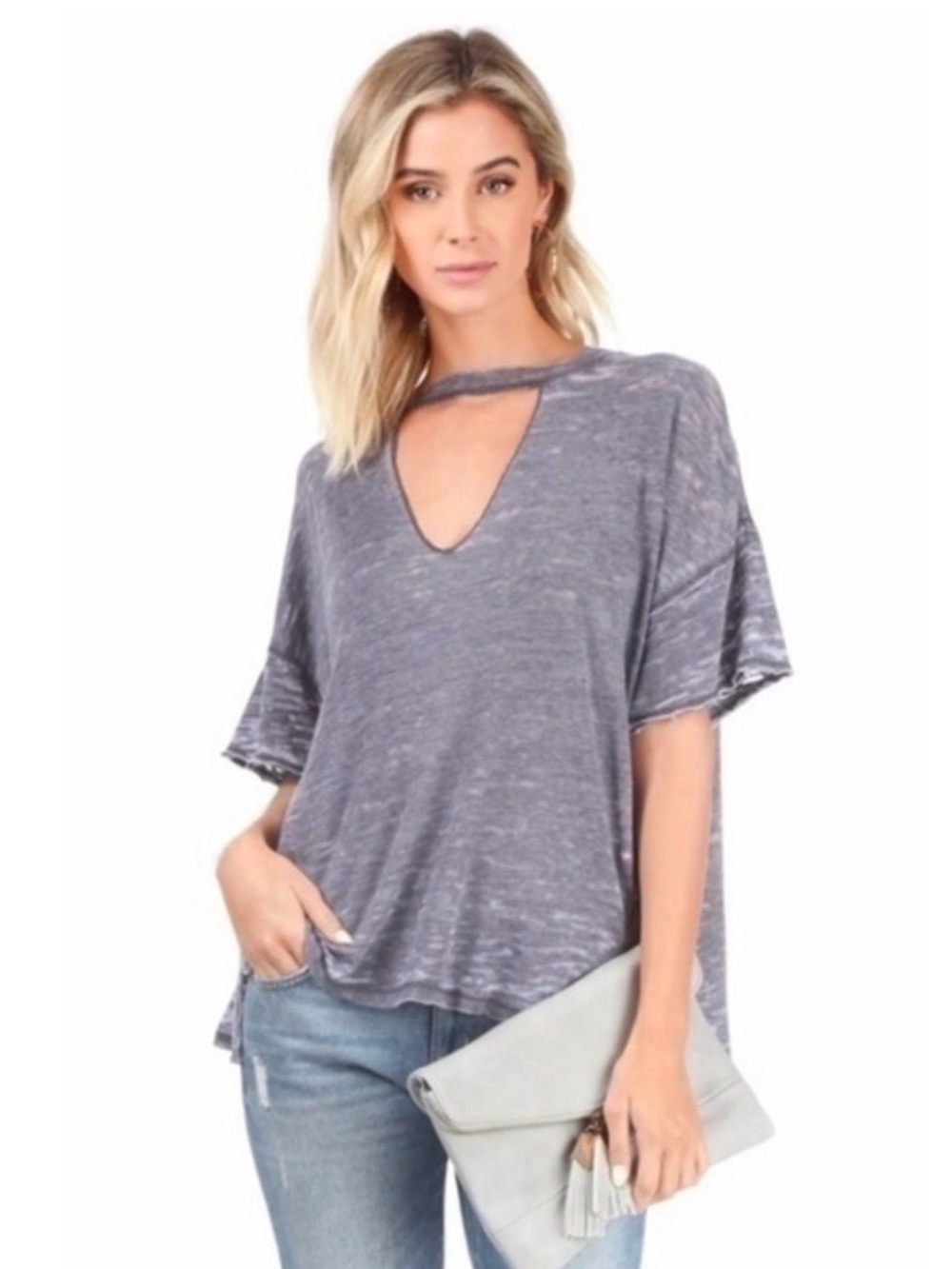 *Final Price* Free People We The Free Navy Jordan Short Sleeve Tee Burnout M/L